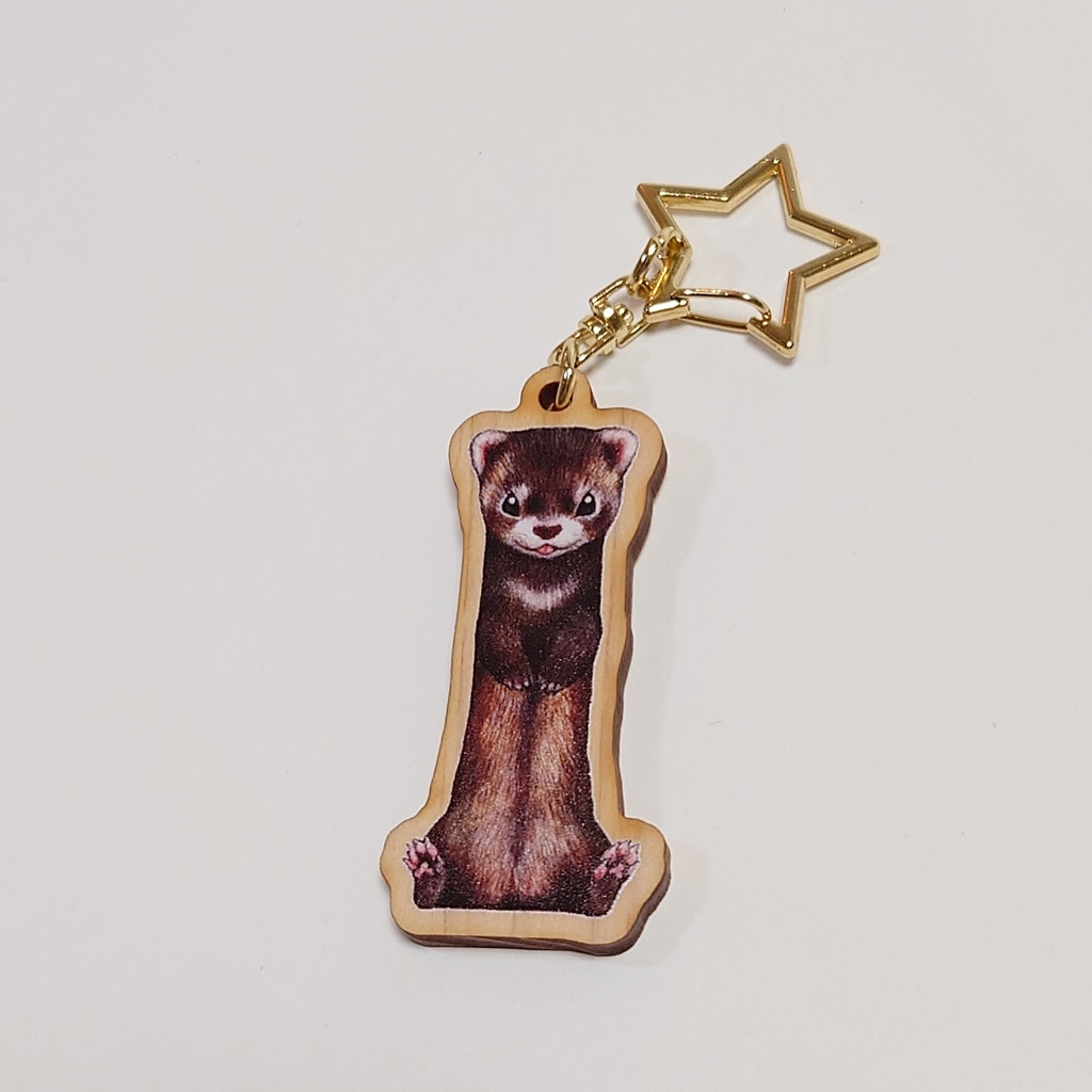 ウッドキーホルダー「フェレットアルファベット」
