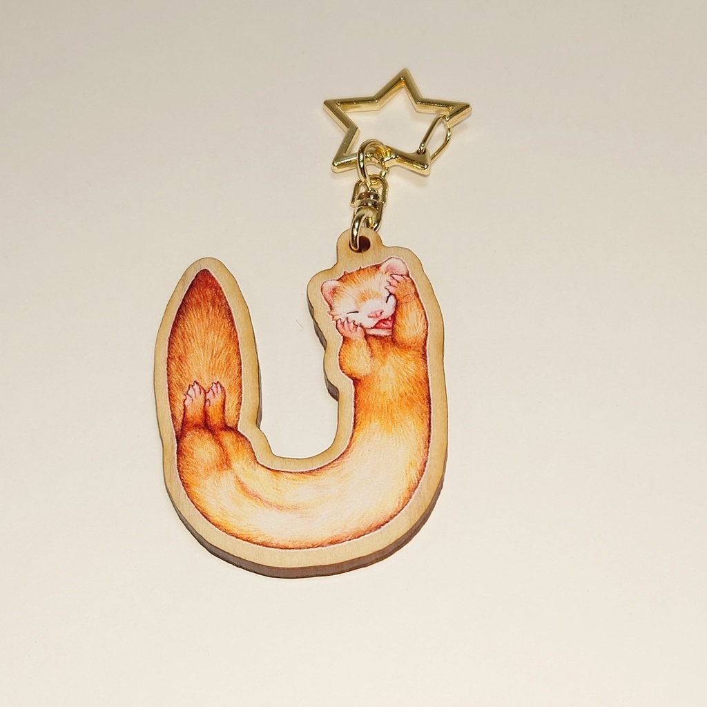 ウッドキーホルダー「フェレットアルファベット」