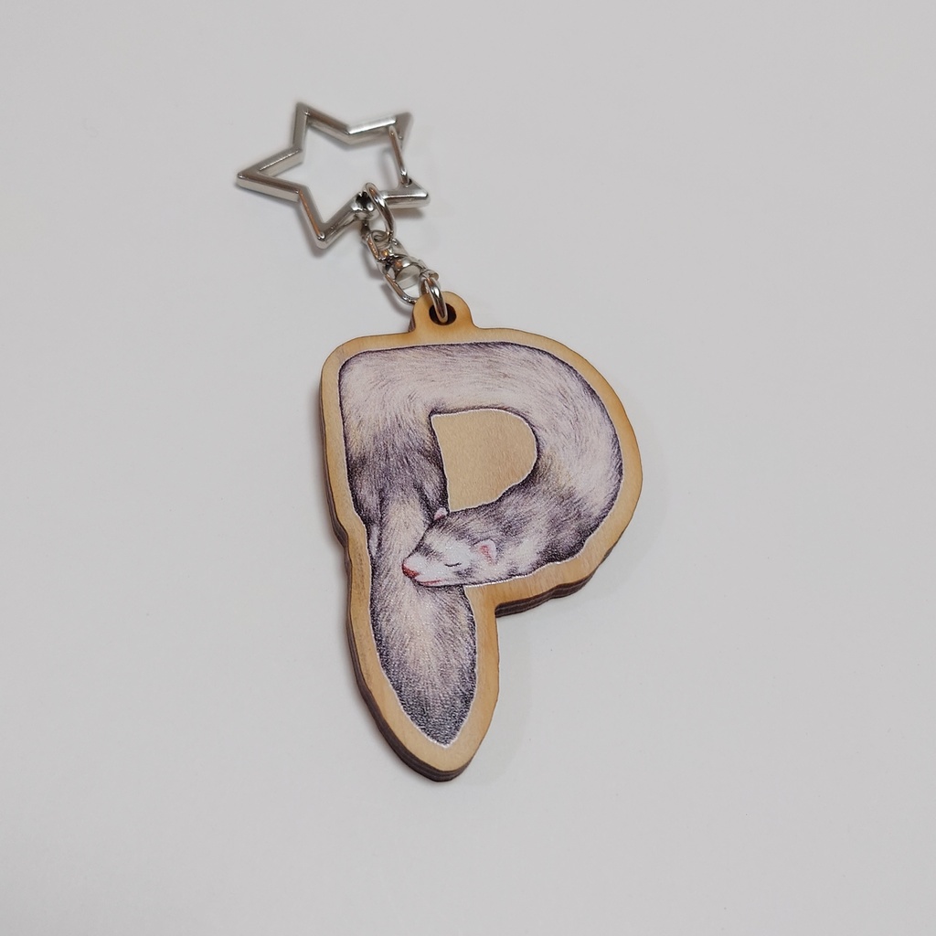 ウッドキーホルダー「フェレットアルファベット」