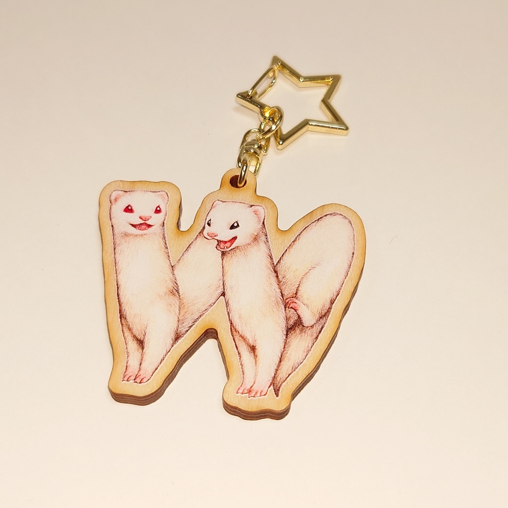 ウッドキーホルダー「フェレットアルファベット」