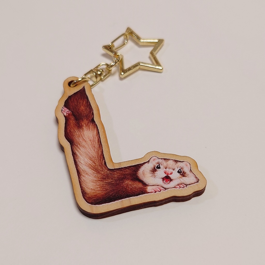 ウッドキーホルダー「フェレットアルファベット」