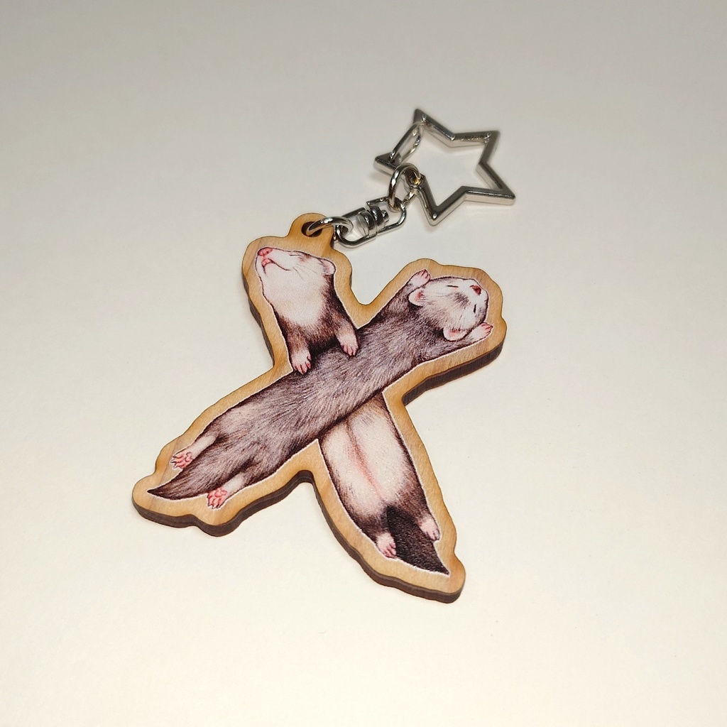 ウッドキーホルダー「フェレットアルファベット」