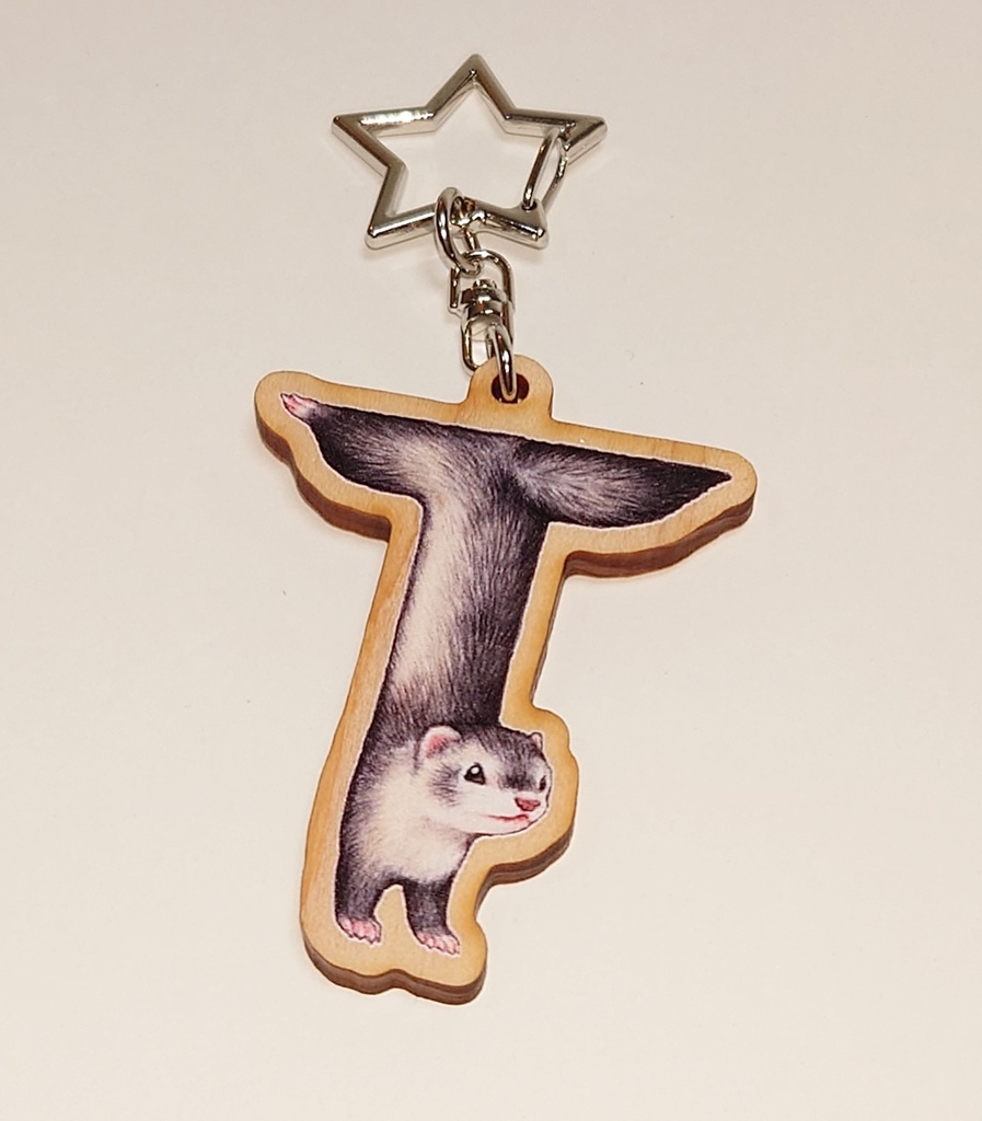 ウッドキーホルダー「フェレットアルファベット」