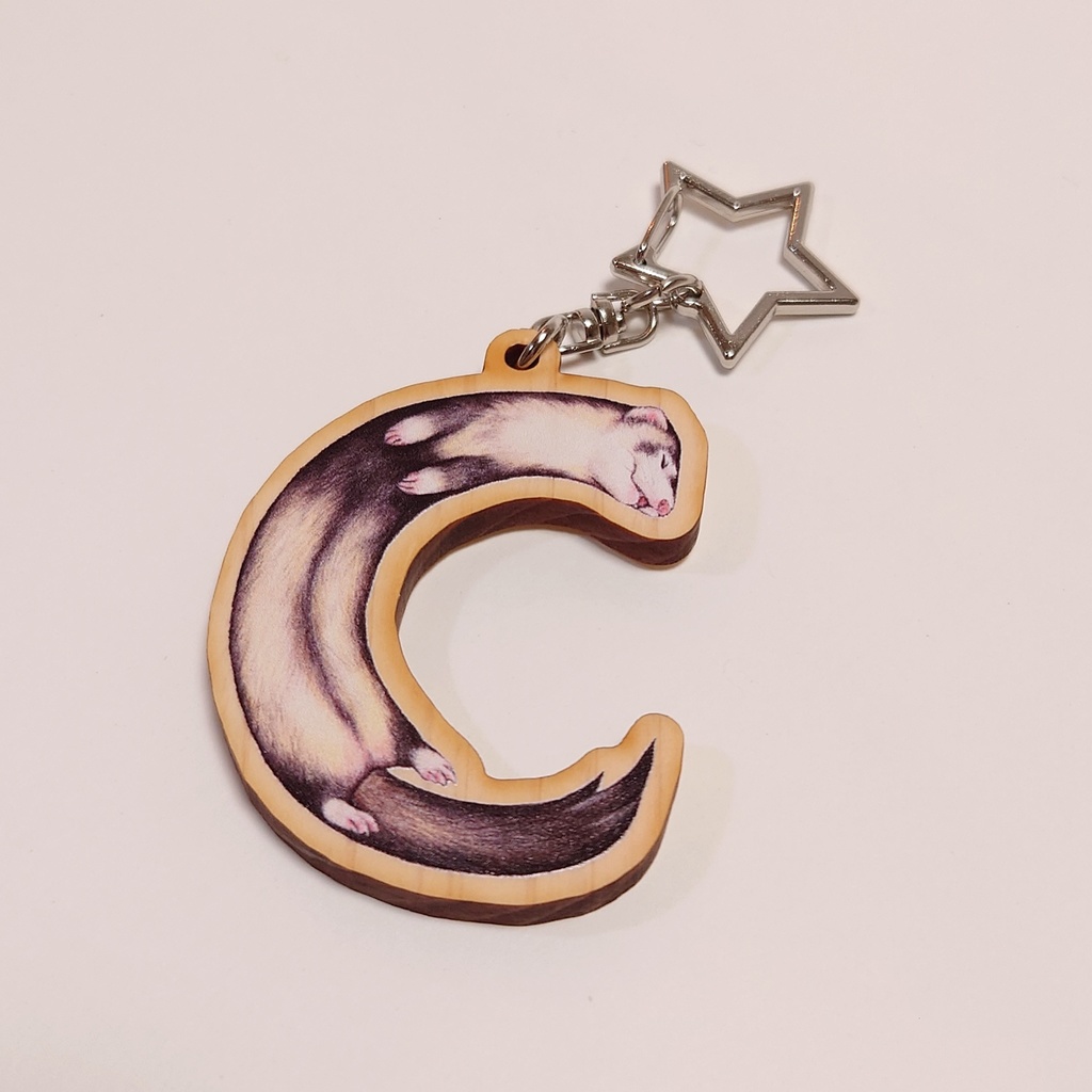 ウッドキーホルダー「フェレットアルファベット」