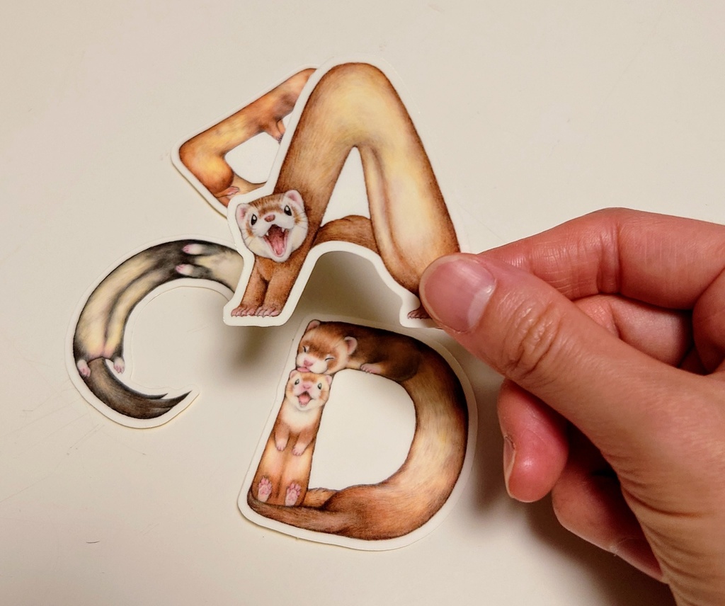 ステッカー「フェレットアルファベット」