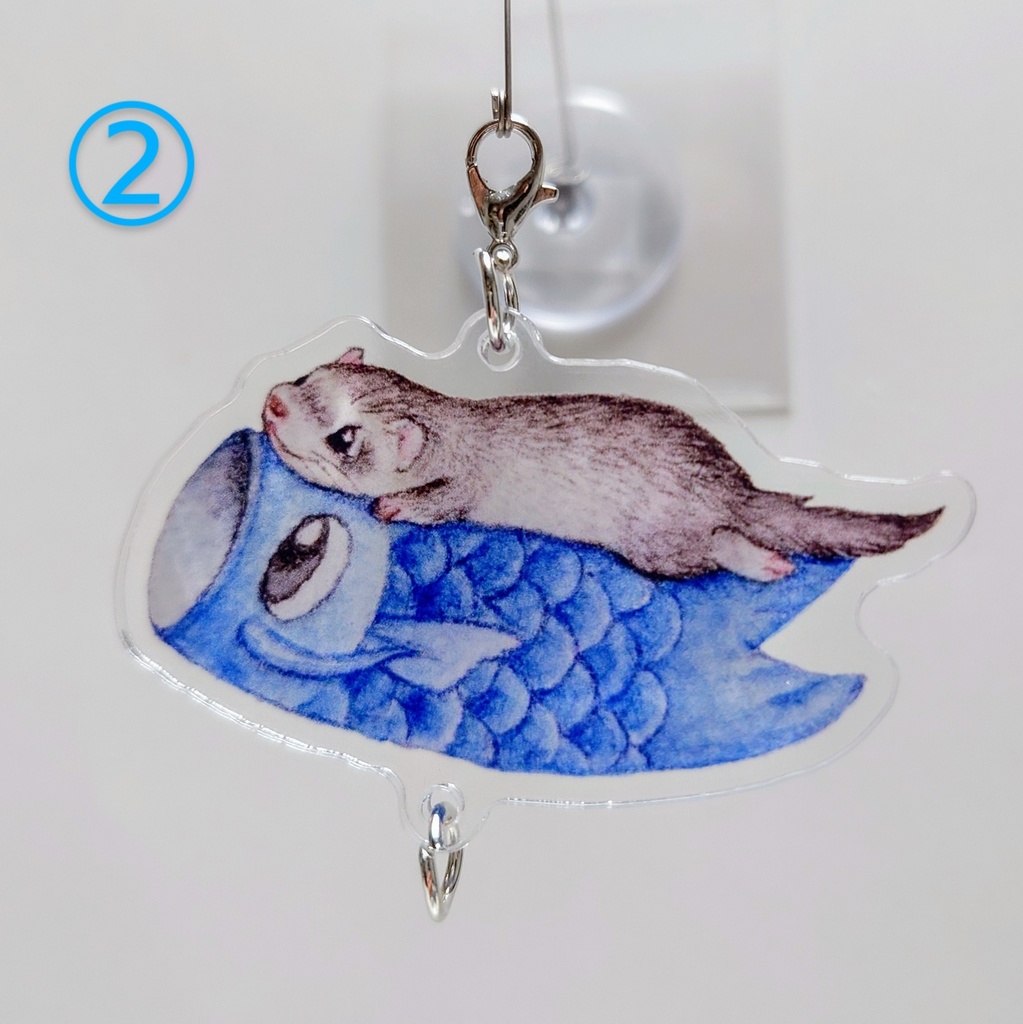 フェレット&鯉のぼりアクリルスイングチャーム