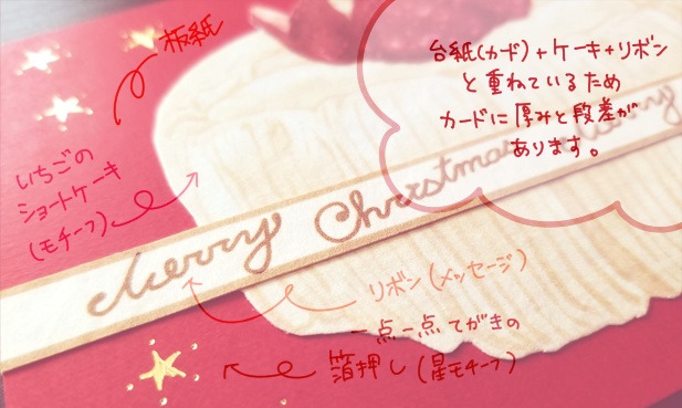 【新作】デザートカード『いちごのショートケーキ』【箔押し】