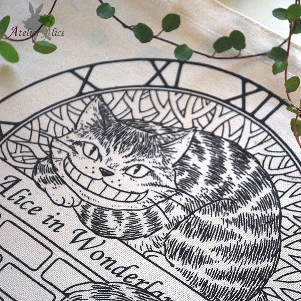 チェシャ猫トートバック 生成り Atelier Alice アリスのアトリエ Booth