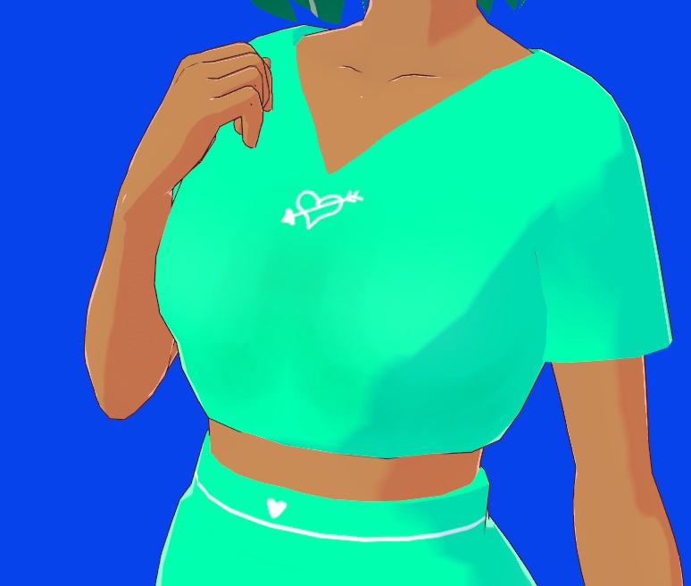 Simplistic Cyan Outfit with Cupid Heart