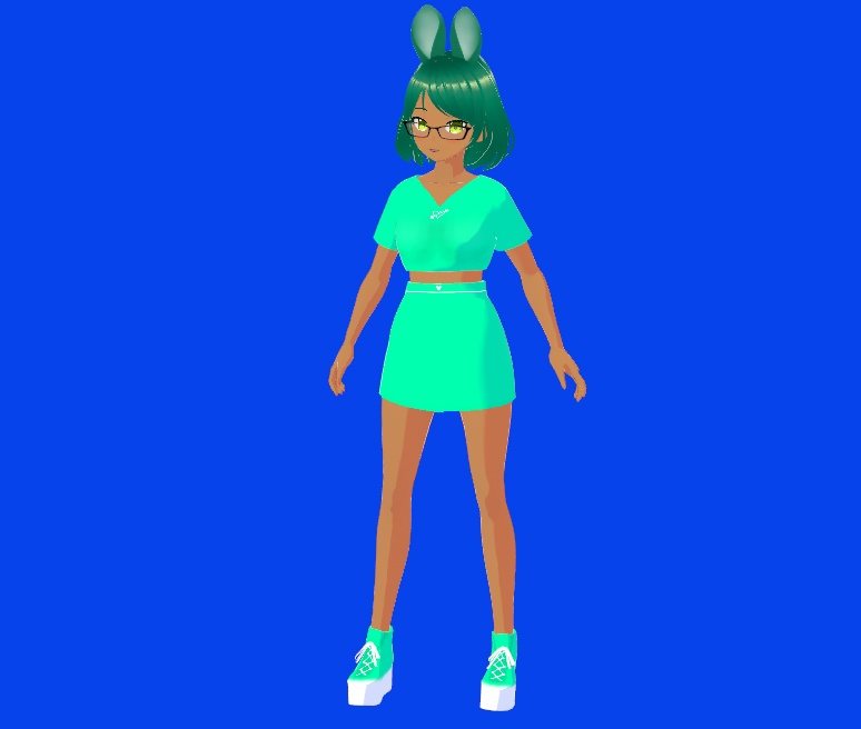 Simplistic Cyan Outfit with Cupid Heart