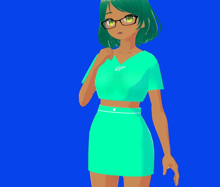 Simplistic Cyan Outfit with Cupid Heart