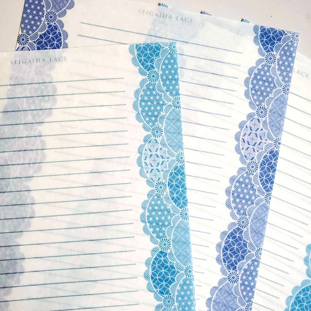 青海波×レースの特殊紙便せん