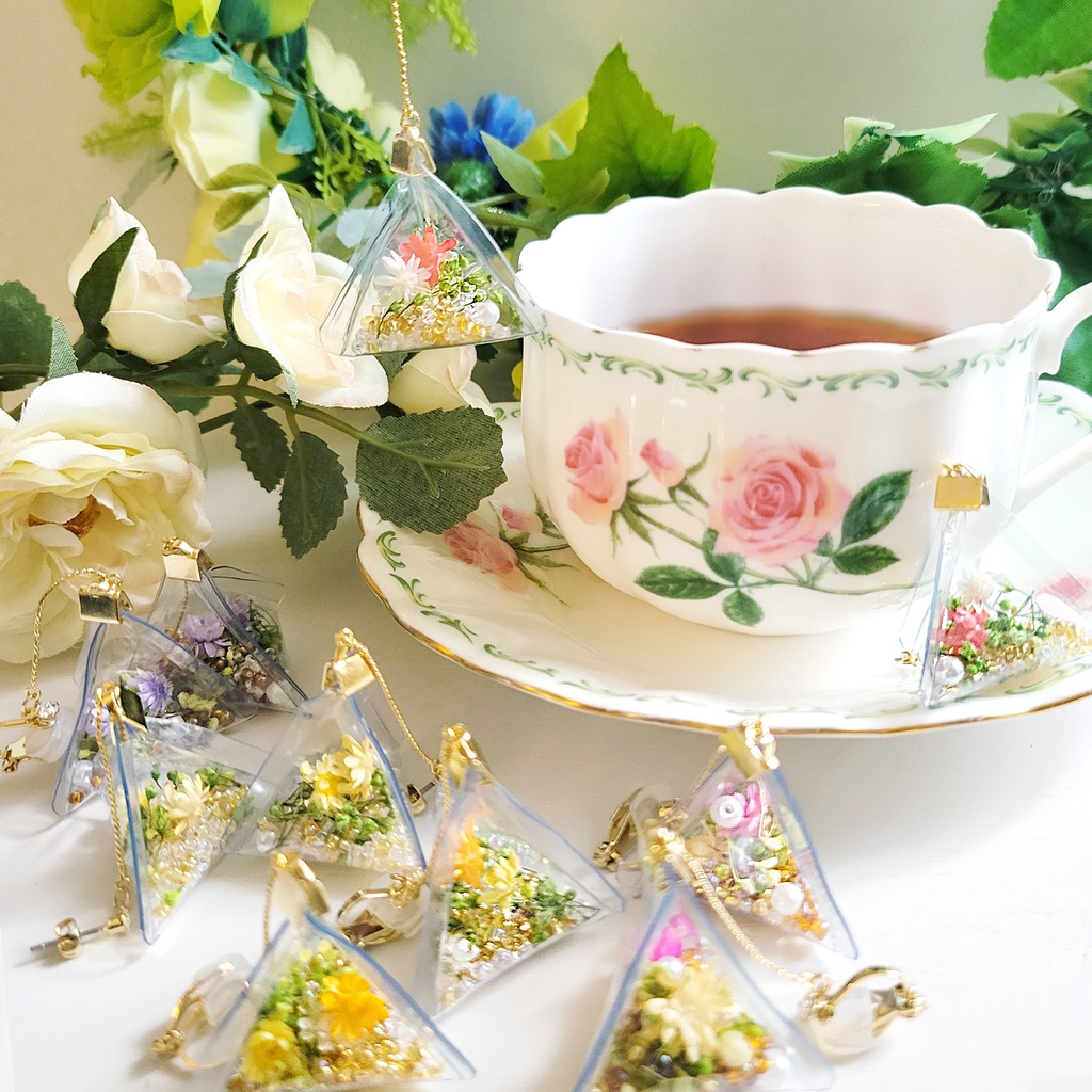 ティーバッグ風耳飾り C:ラベンダー