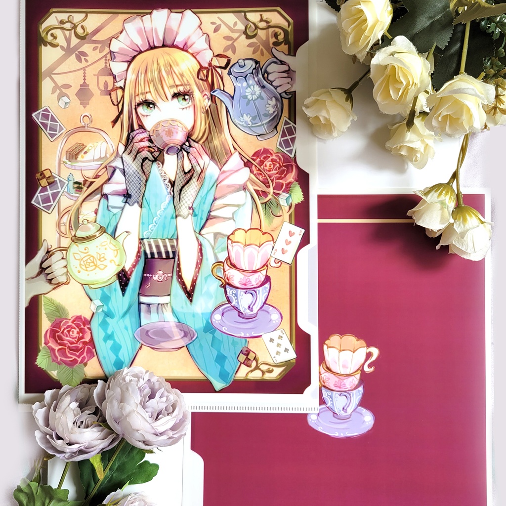 《アリスのティーパーティー》両面印刷A4クリアファイル