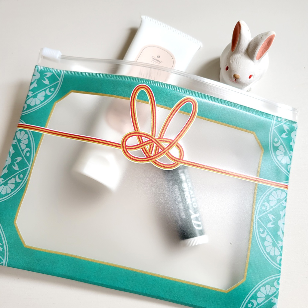 うさぎ水引風クリアスライドポーチ