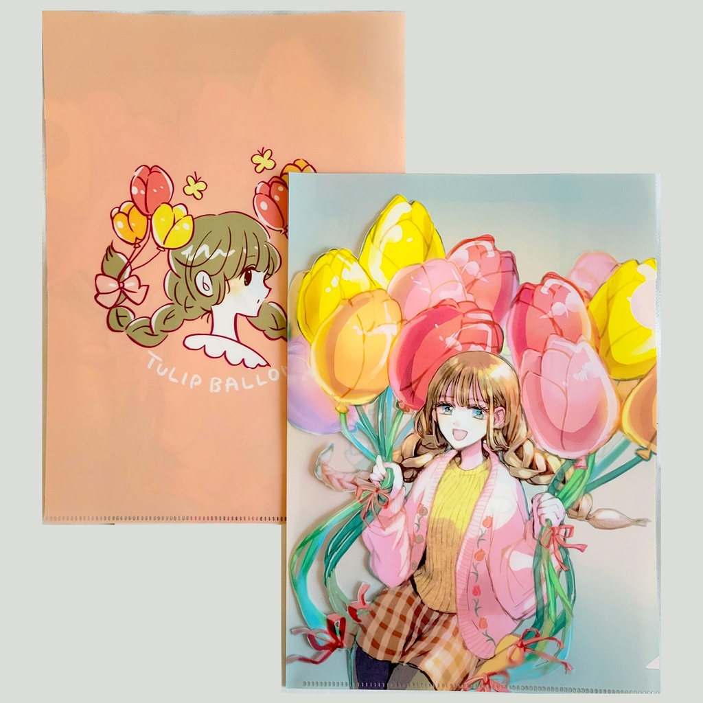 チューリップバルーンの両面印刷A4クリアファイル