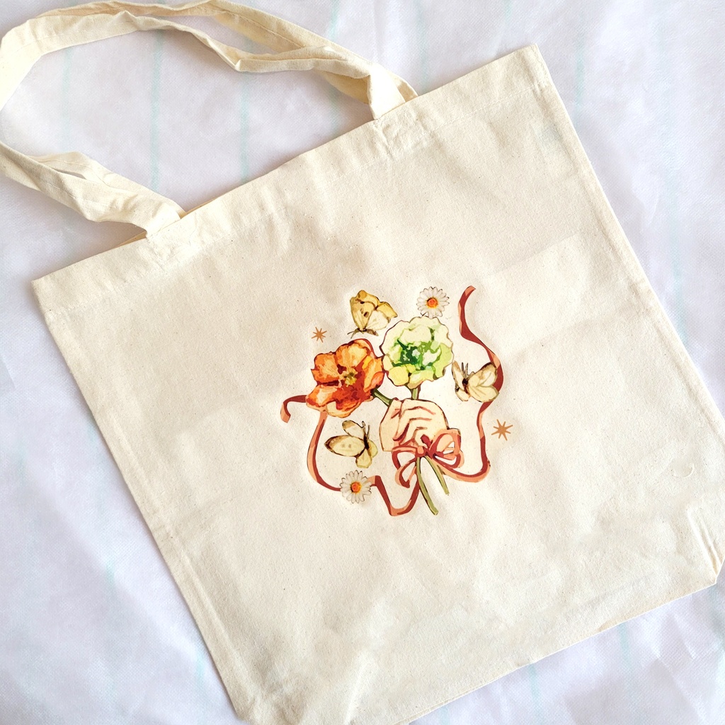 マチつきコットントートバッグ「門出の花」