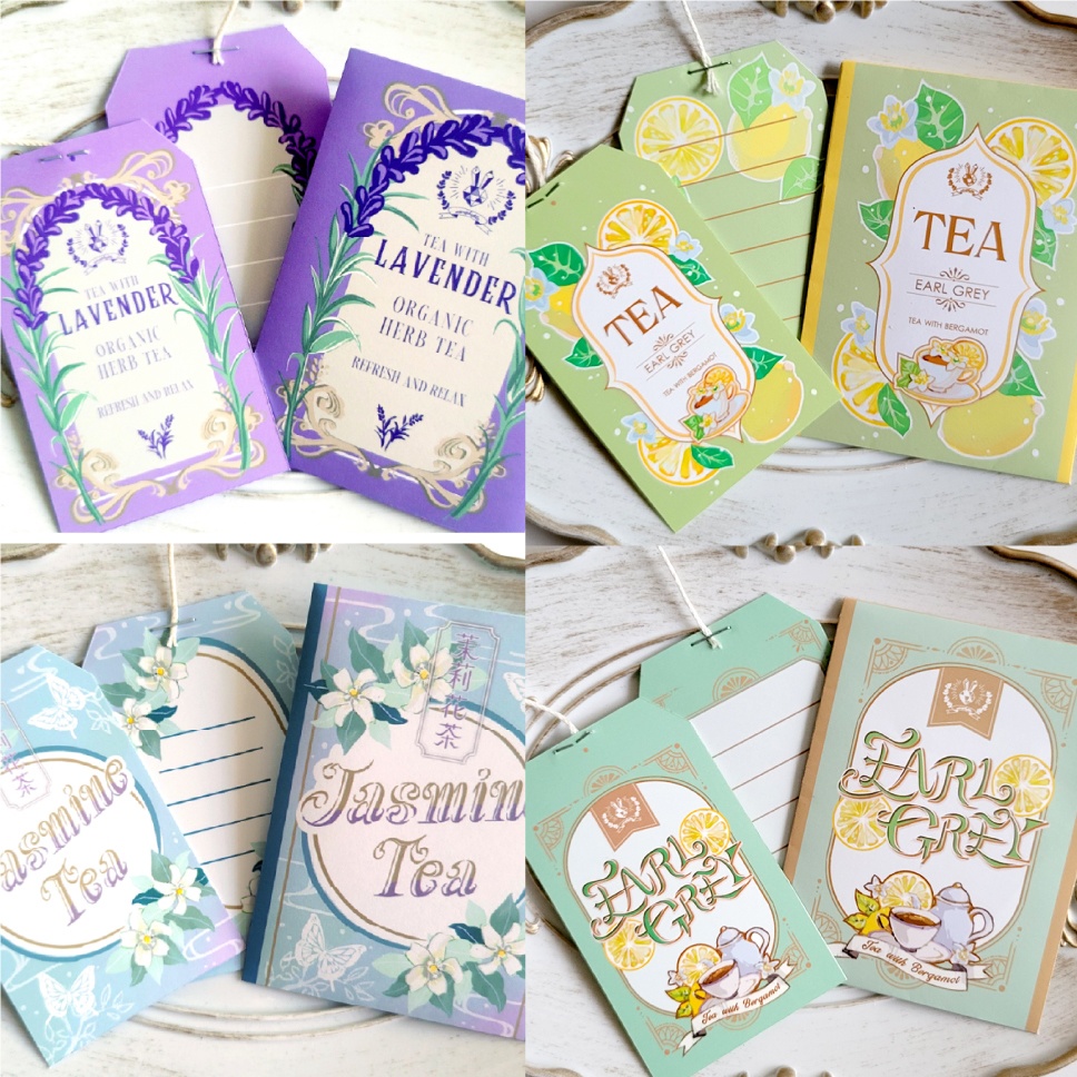 〈全4種〉ティーバッグパッケージ風メッセージカード&ぽち袋セット