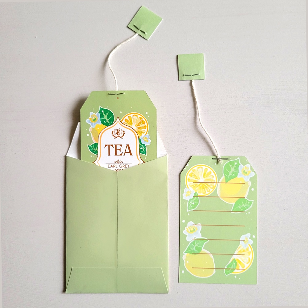 〈全4種〉ティーバッグパッケージ風メッセージカード&ぽち袋セット
