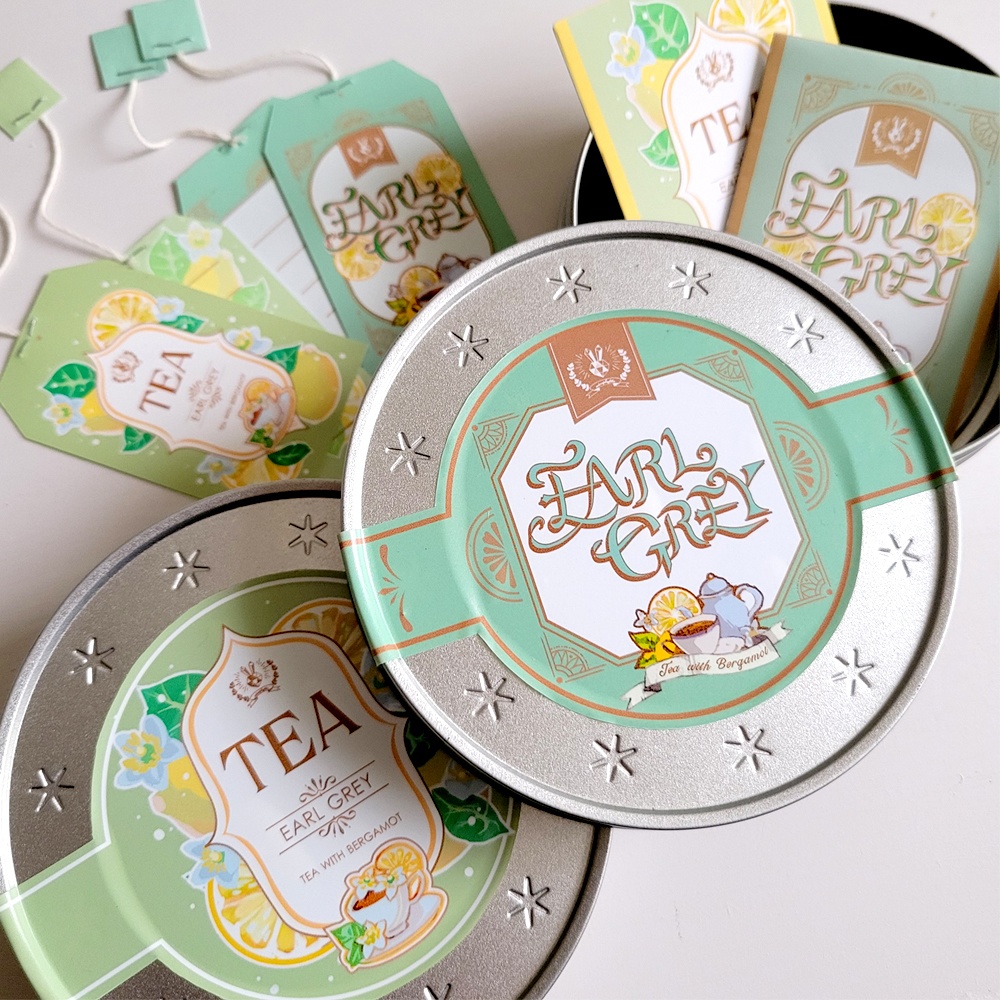 《紅茶缶付》ティーバッグパッケージ風メッセージカード&ぽち袋&紅茶缶セット