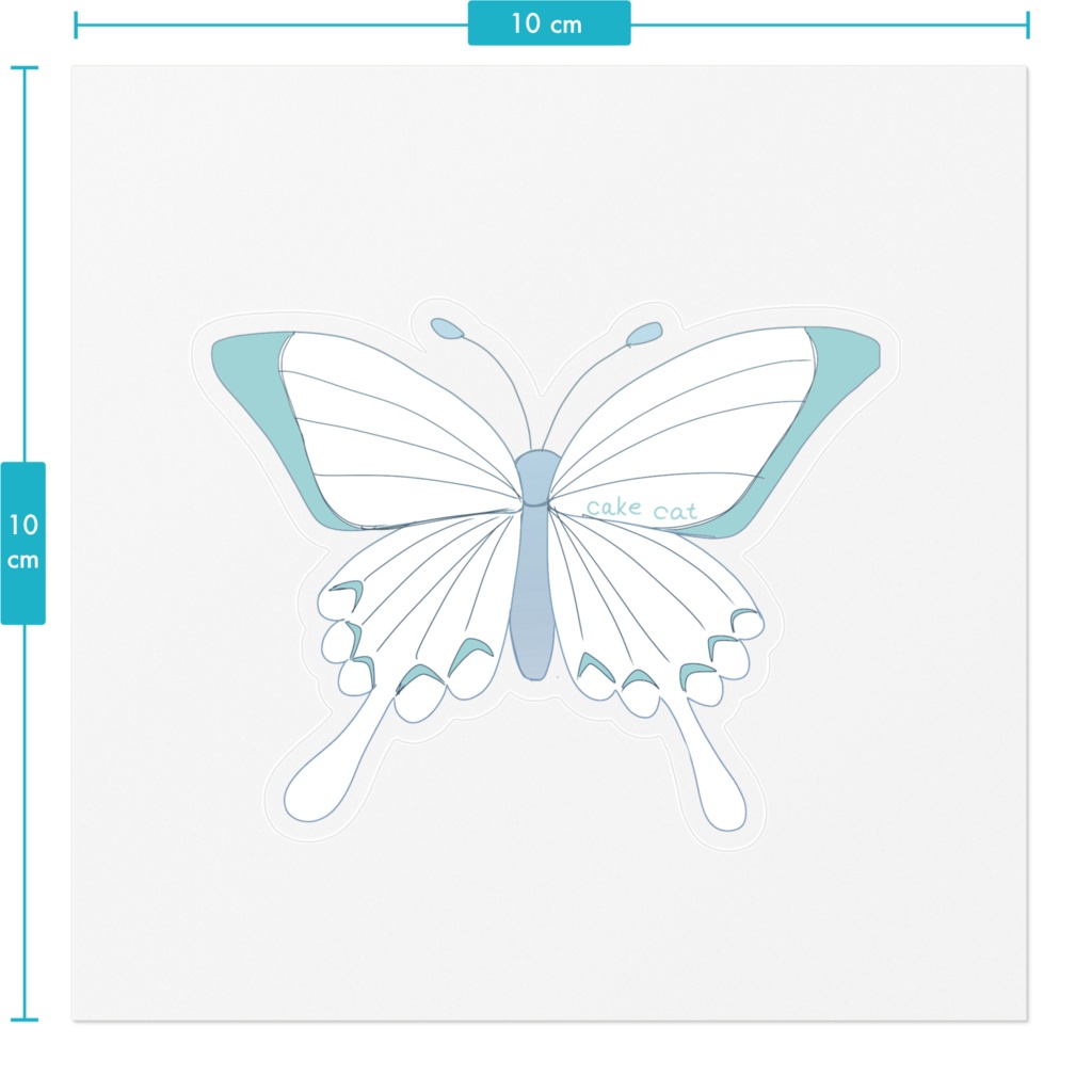 cake cat 蝶々ステッカー