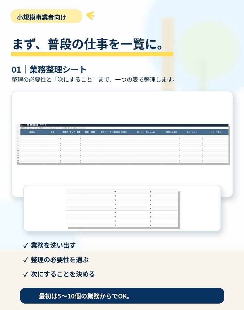 小規模事業者向け|業務整理・標準化スターターセット【Excel・Word】