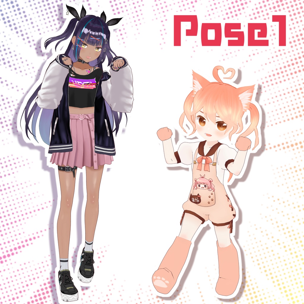 VRoidStudio用ごきげんポーズ集(5種×2パターン)