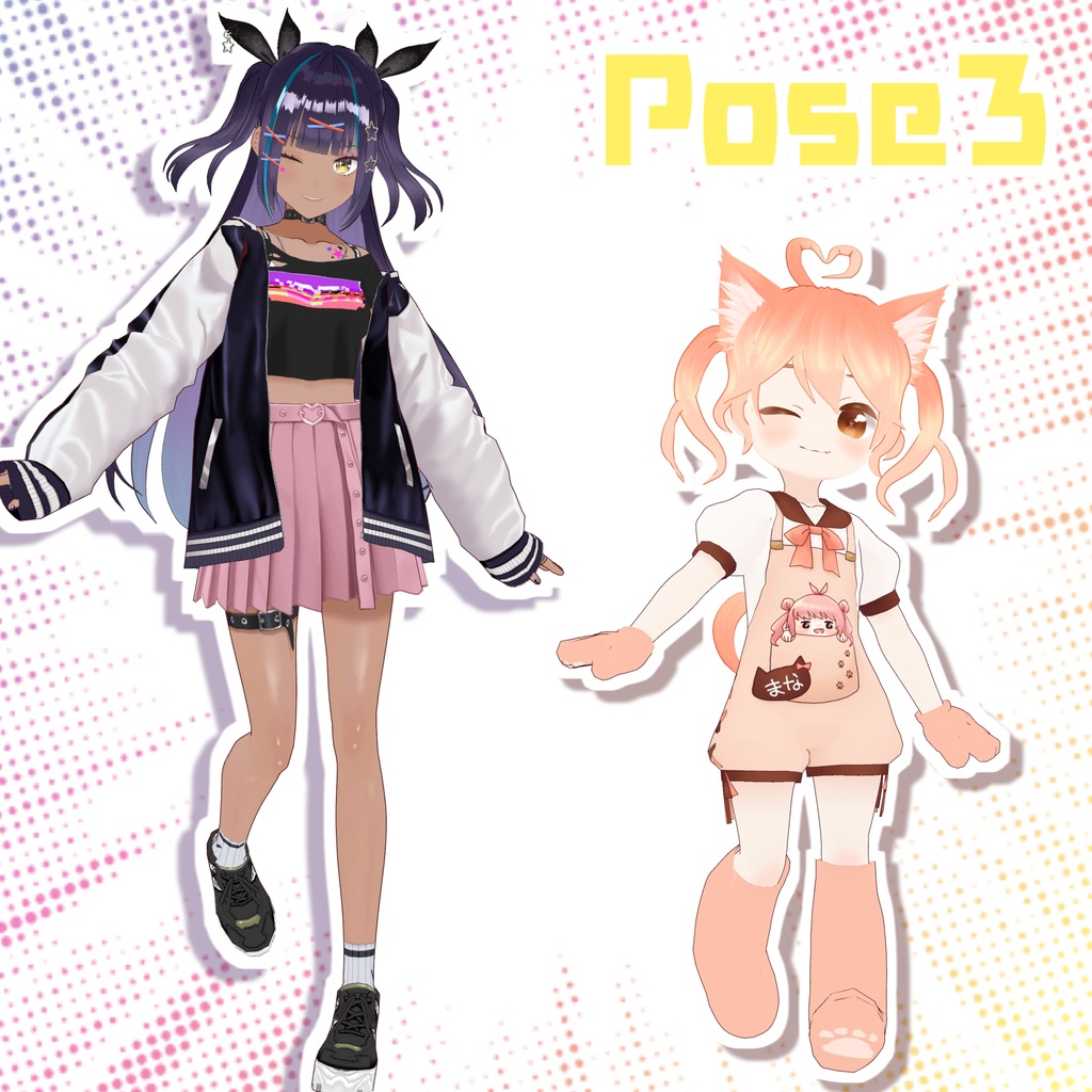 VRoidStudio用ごきげんポーズ集(5種×2パターン)