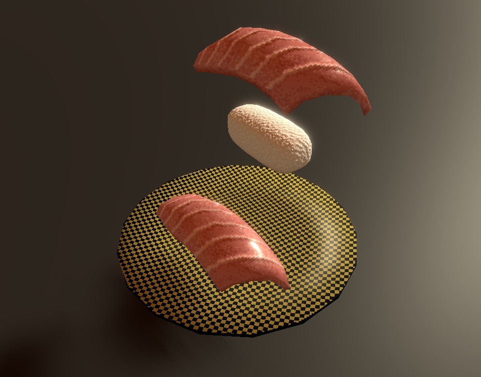ローポリ回転寿司の3Dモデル(鮪)