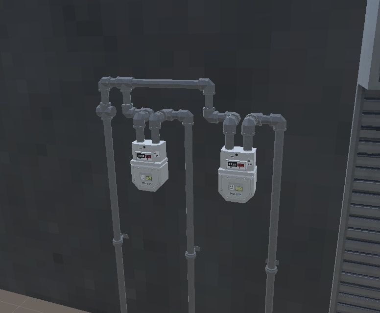 ローポリドットのガスメーターとパイプセット
