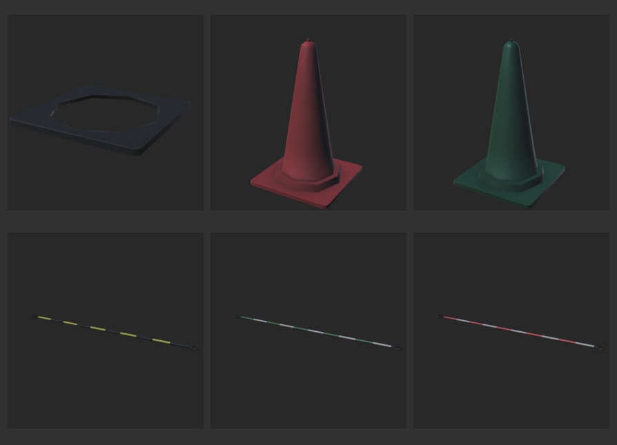 Unityで使える三角コーンとバーと重り