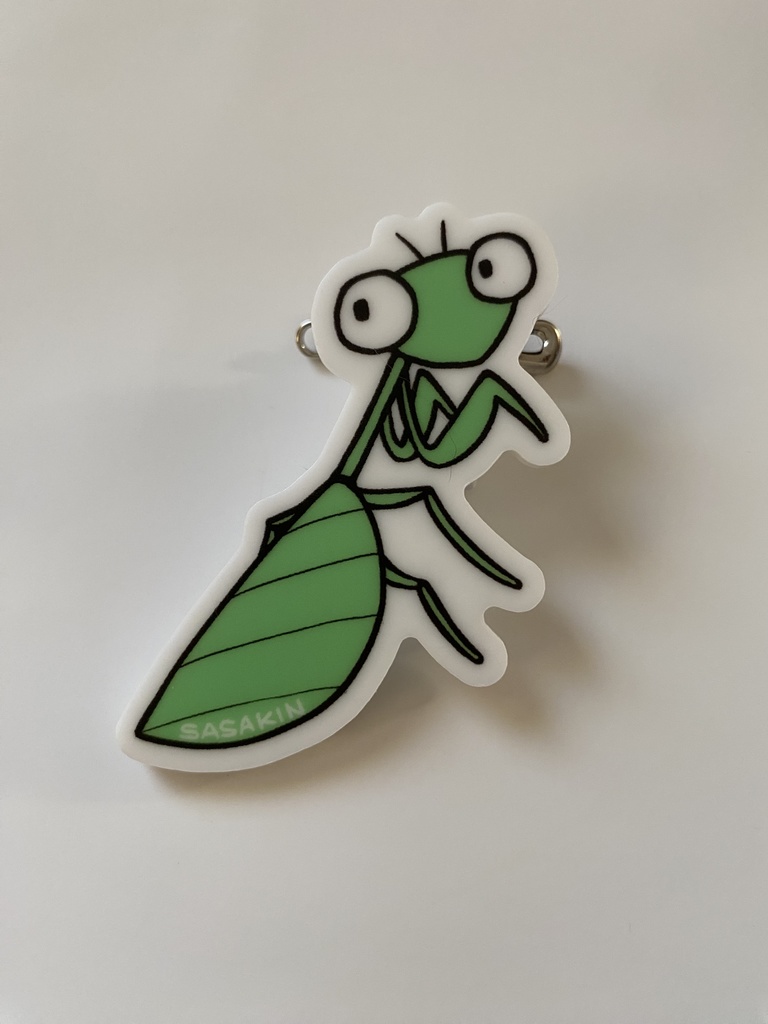 ハラビロカマキリアクリルバッジ(クリップ&安全ピン)