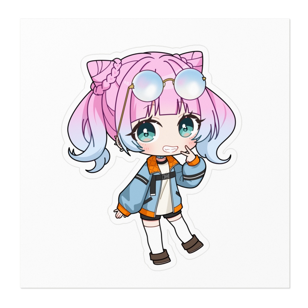 紺野きつねこ ステッカー - 100 x 100 (mm)