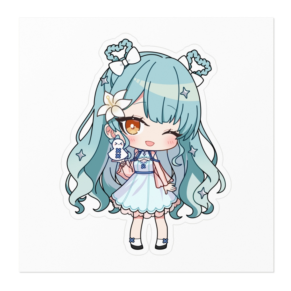 雨恋うる ステッカー - 100 x 100 (mm)