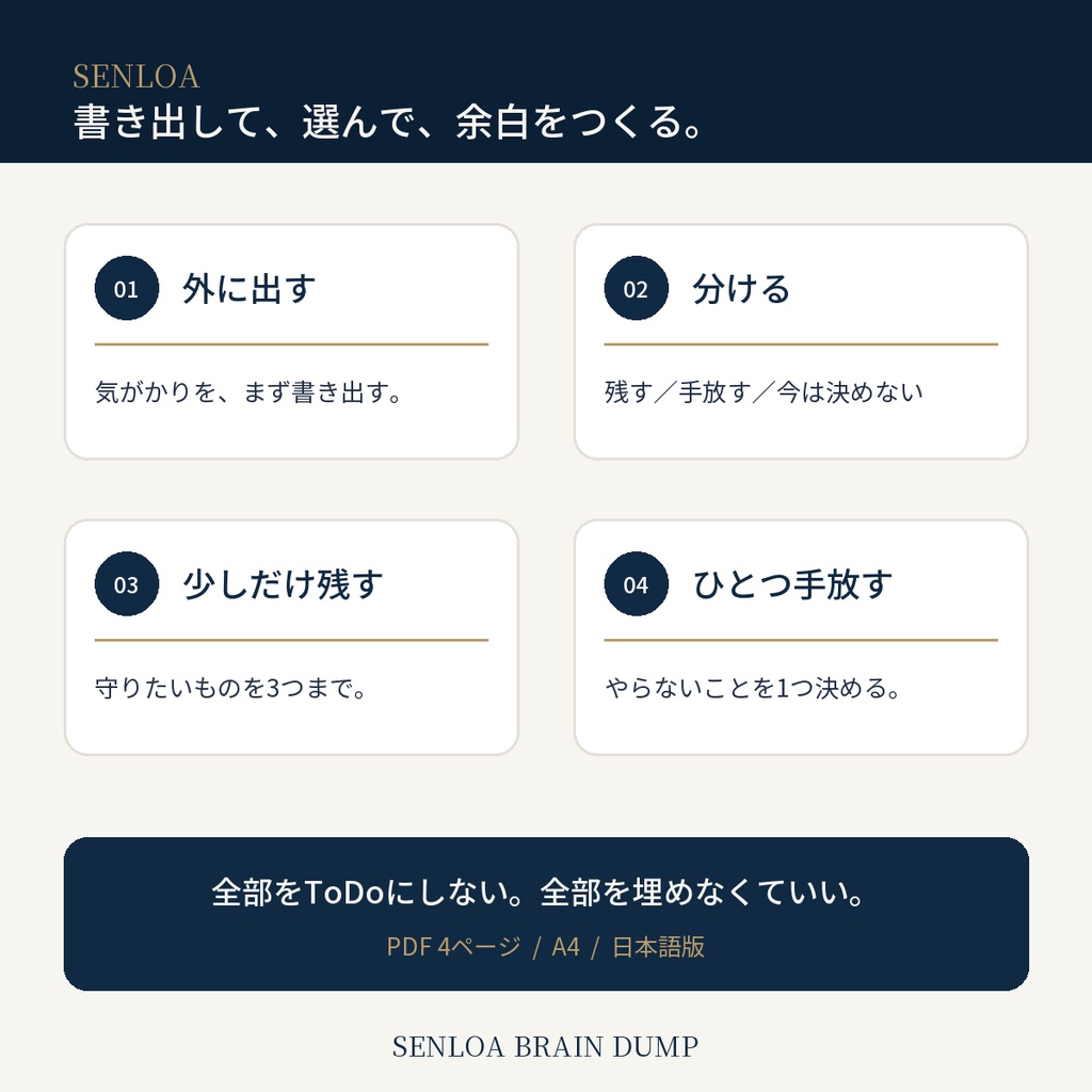 SENLOA BRAIN DUMP|頭の中を、いったん外に出す。思考整理PDF