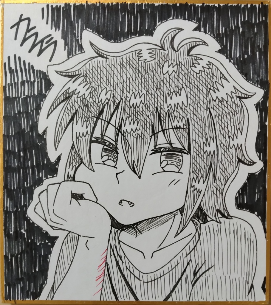 メンヘラな男の子「雨音心夜(あまねここや)」アナログ色紙1