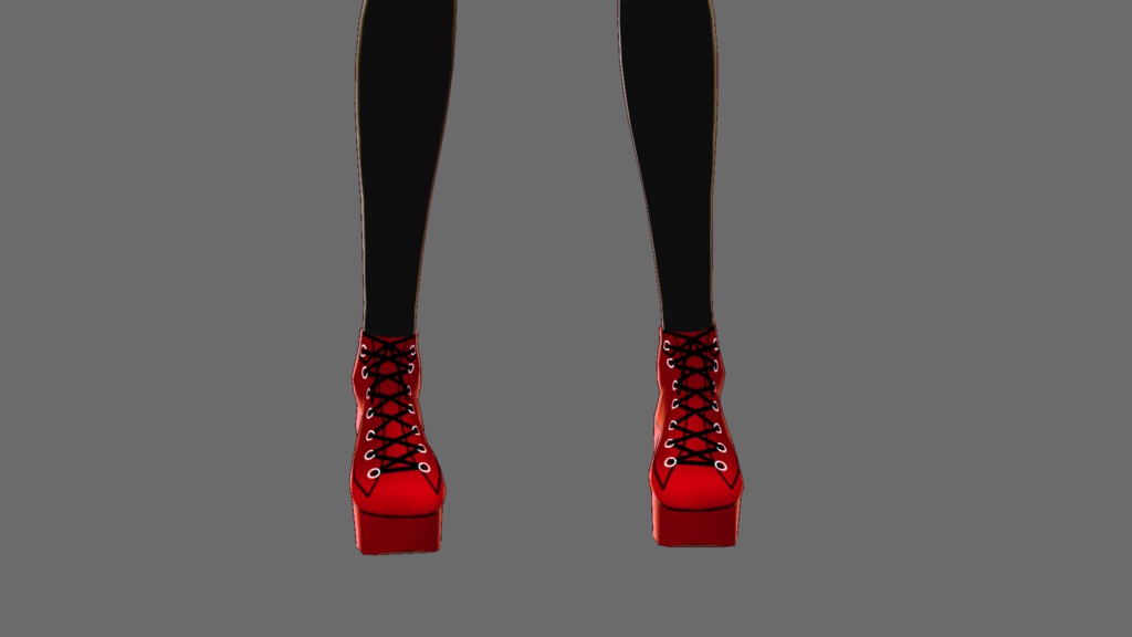 『VRoid&セシル変身』ブーツ(ブラウン、ブラック、レッド)3点セット『ワンピース用テクスチャ』