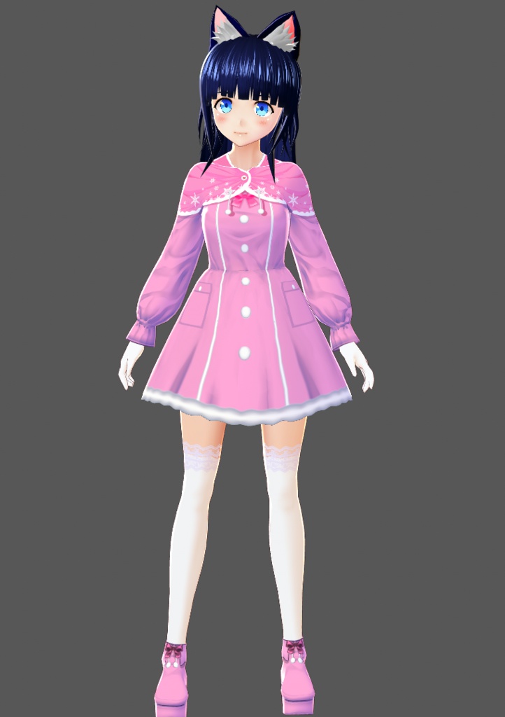 基本色無料『VRoid&セシル変身』スノーケープワンピ(リボンシューズ同封)『ワンピース用テクスチャ』