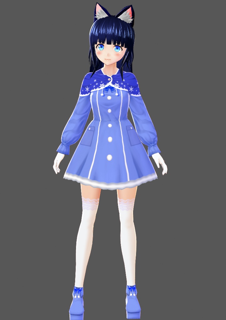 基本色無料『VRoid&セシル変身』スノーケープワンピ(リボンシューズ同封)『ワンピース用テクスチャ』