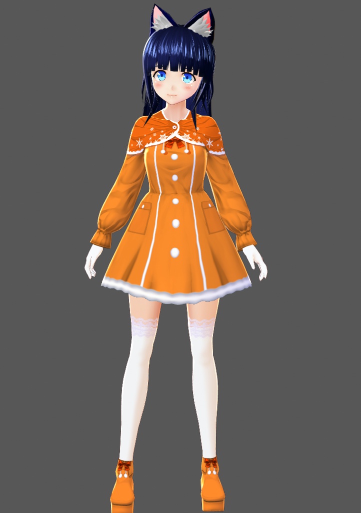 基本色無料『VRoid&セシル変身』スノーケープワンピ(リボンシューズ同封)『ワンピース用テクスチャ』