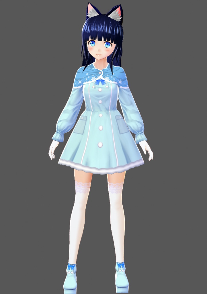 基本色無料『VRoid&セシル変身』スノーケープワンピ(リボンシューズ同封)『ワンピース用テクスチャ』