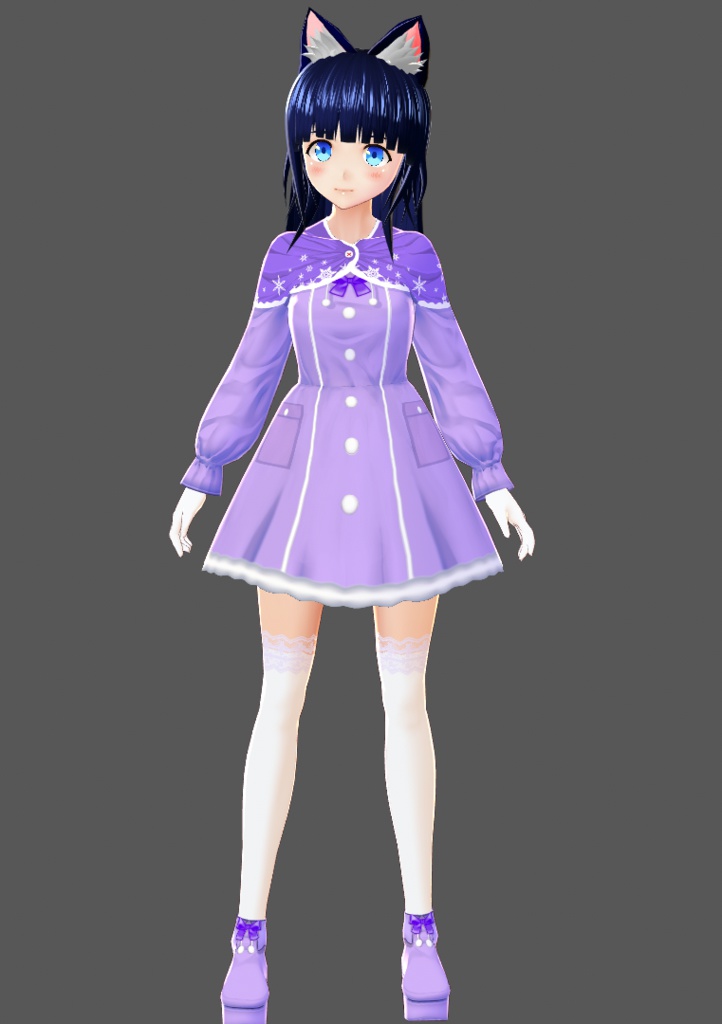 基本色無料『VRoid&セシル変身』スノーケープワンピ(リボンシューズ同封)『ワンピース用テクスチャ』