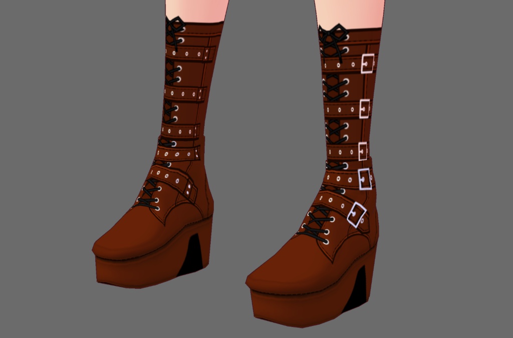 『VRoid&セシル変身』ベルトブーツセット(ブラック:ブラウン)