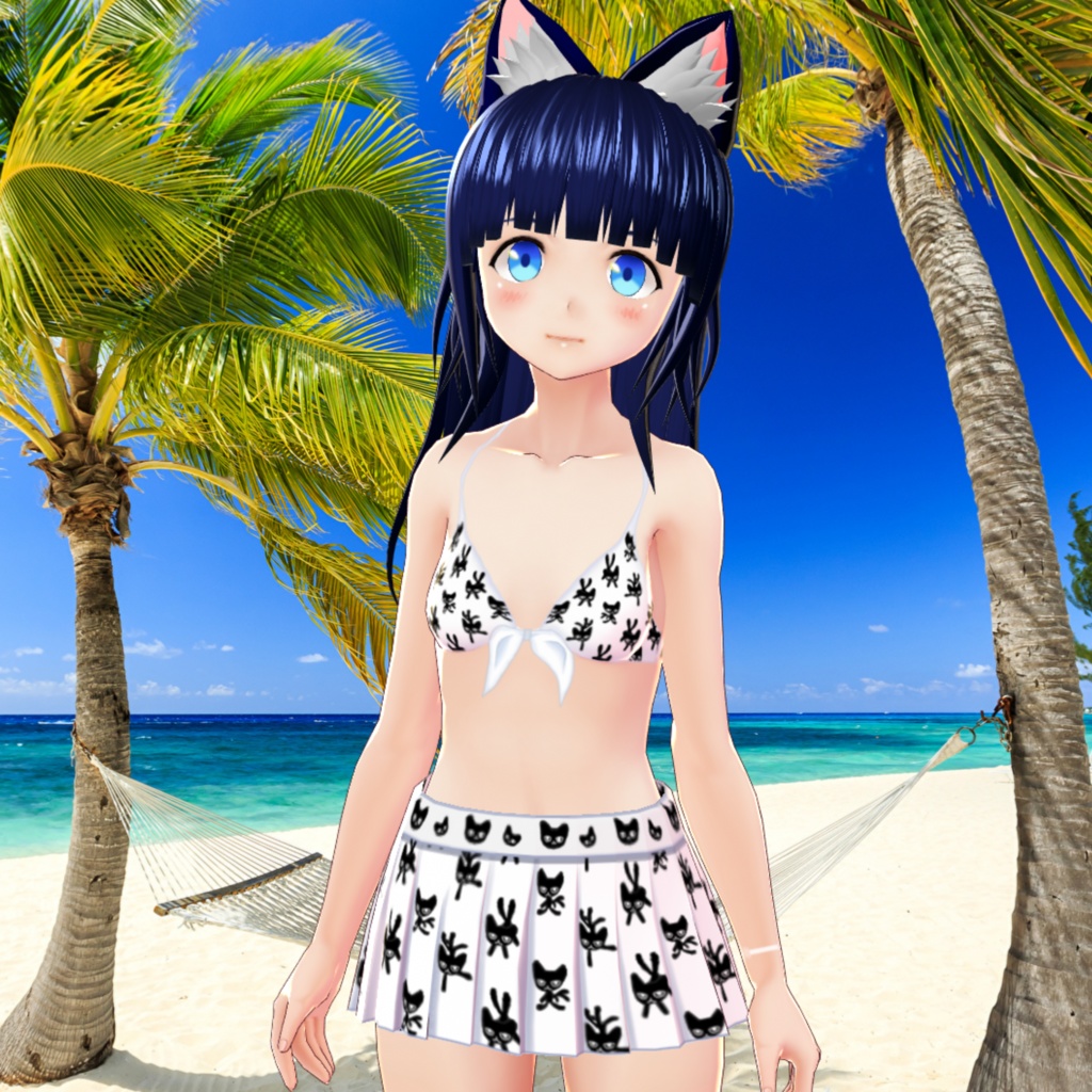 犬子屋【猫水着】(黒白2点セット) VRoid専用テクスチャ