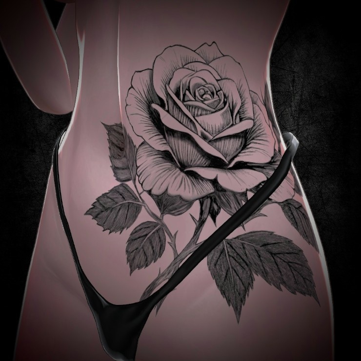 ~5/3日まで限定無料【VRChat向け】🤍🖤モノクロ薔薇タトゥーシール🖤🤍
