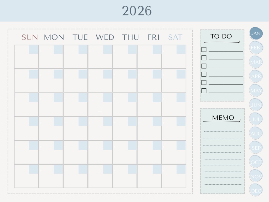 calm day｜やさしいプランナー 2026書込み式