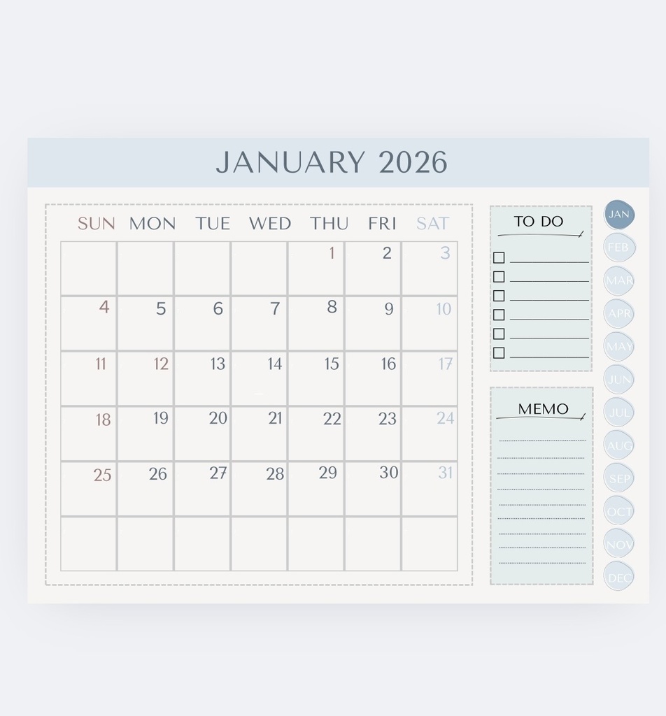 【2026年】calm day カレンダー|静かに整える1年