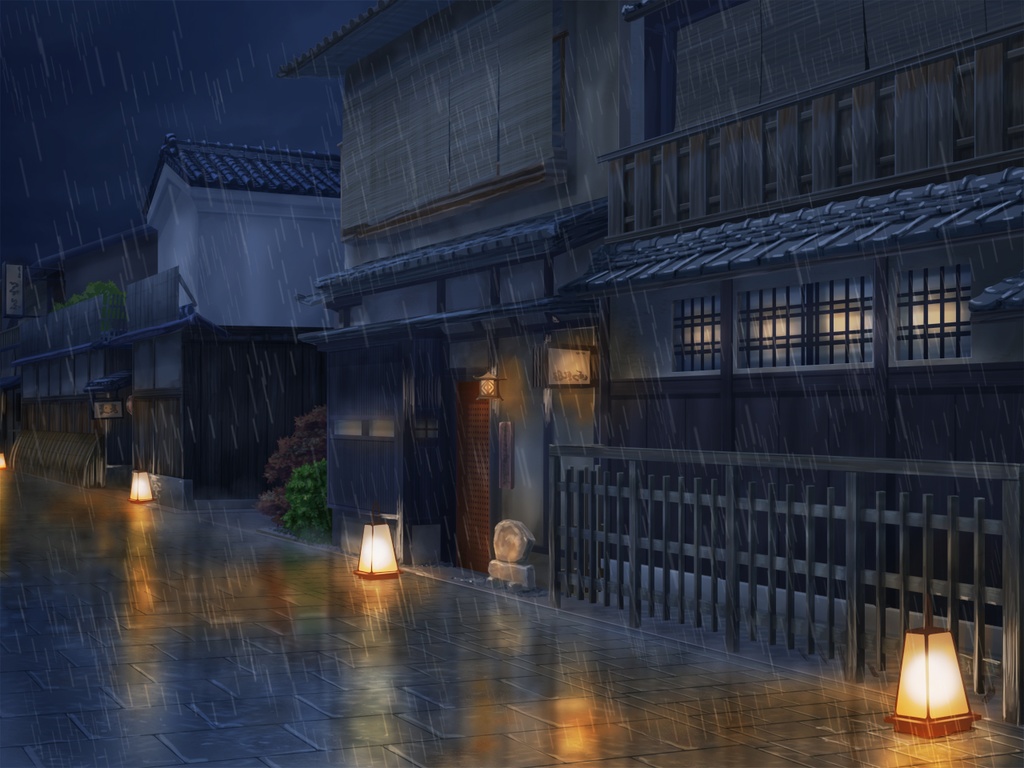 「祇園」背景絵(時間・天気差分あり)