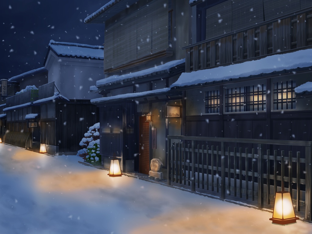 「祇園」背景絵(時間・天気差分あり)