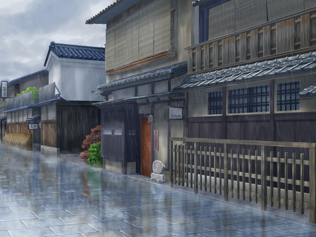 「祇園」背景絵(時間・天気差分あり)